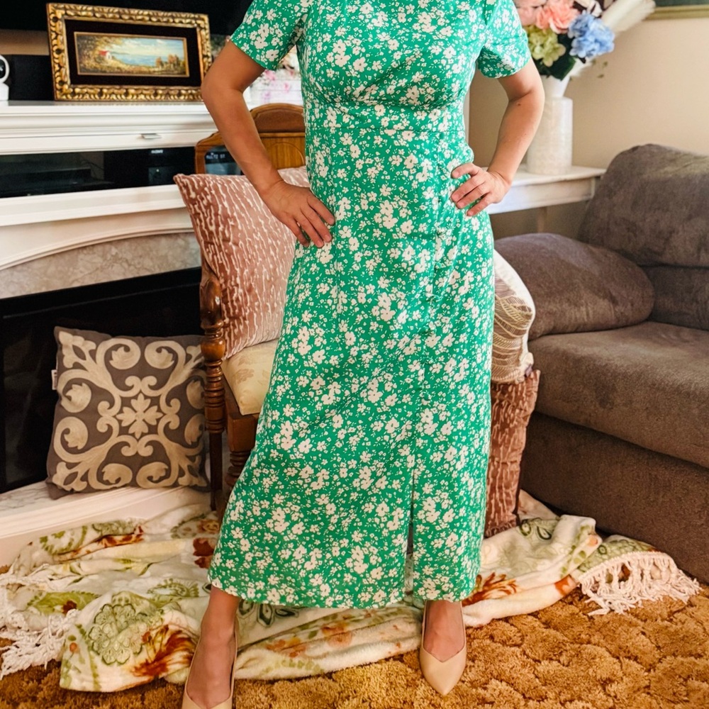 ASOS Green and White Floral Dress